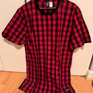 Large Red and Black Checkered Men's Shirt
